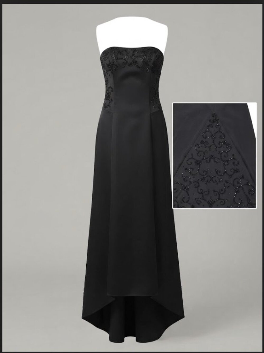 Be Smart Black Strapless Gown with Sequin & Bead Detail Size 5/6